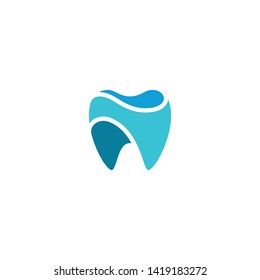 Modern Unique Tooth Dental Health Icon Logo with Blue Color for Pediatric Dentistry Family Dentist and High End Look