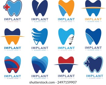 Conjunto único moderno de la salud dental del diente para la odontología pediátrica, el dentista de la familia y la mirada de gama alta