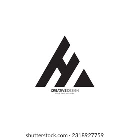 Modern unique triangle letter AH or HA monogram flat logo. H logo. A logo