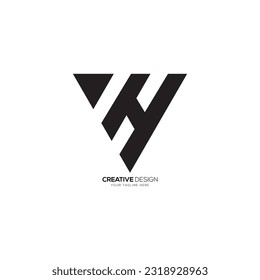 Modern unique triangle letter VH or HV monogram flat logo. H logo. V logo