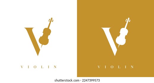 Modern and unique  V letter initial violin logo design