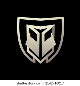 logotipo de escudo de guerra moderno y único