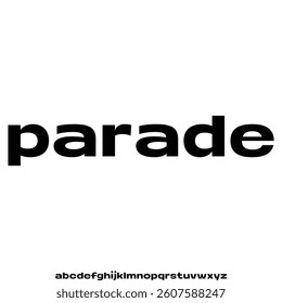 Modern unique wide sans serif alphabet display font vector illustration