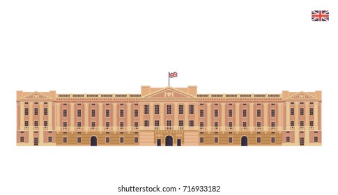 Modern United Kingdom Famous Tourist Landmark Building Illustration - Buckingham Palace svg