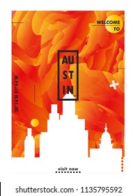 Modern United States of America USA Austin Texas skyline abstract gradient poster art. Travel guide cover city vector illustration