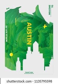 Modern United States of America USA Austin Texas skyline abstract gradient poster art. Travel guide cover city vector illustration