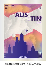 Modern United States of America USA Austin Texas skyline abstract gradient poster art. Travel guide cover city vector illustration