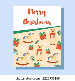 Modern universal art templates. Christmas card with cute elements. Vector illustration.