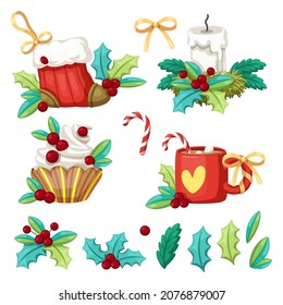 Moderno objeto artístico universal ornamentado para Navidad y Año Nuevo. Elemento de recorte navideño para tarjetas de vacaciones, invitaciones y sitio web. Celebración de la ilustración vectorial.