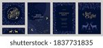 Modern universal artistic templates. Merry Christmas Corporate Holiday cards and invitations. Abstract frames and backgrounds design. Vector illustration.