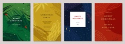Modern Universal Artistic Templates. Merry Christmas Corporate Holiday Cards And Invitations. Abstract Frames And Backgrounds Design. Vector Illustration.