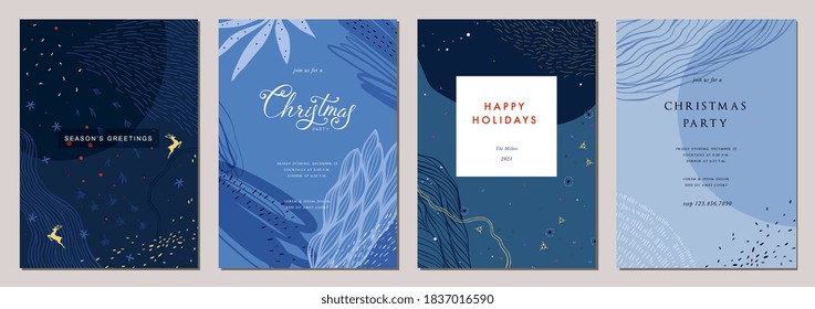 Modern Universal Artistic Templates. Merry Christmas Corporate Holiday Cards And Invitations. Abstract Frames And Backgrounds Design. Vector Illustration.