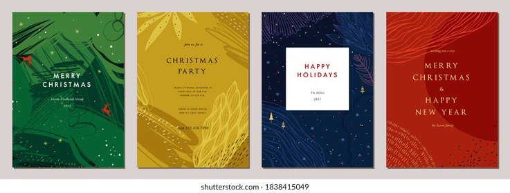 Modern universal artistic templates. Merry Christmas Corporate Holiday cards and invitations. Abstract frames and backgrounds design. Vector illustration. - Shutterstock ID 1838415049