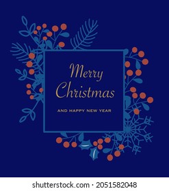 Modern universal artistic templates. Merry Christmas Corporate Holiday cards and invitations. Floral frames and backgrounds design. Vector illustration.