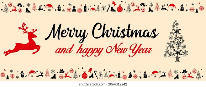 Modern universal artistic templates. Merry Christmas  cards and invitations. Floral frames and backgrounds design. Vector illustration.