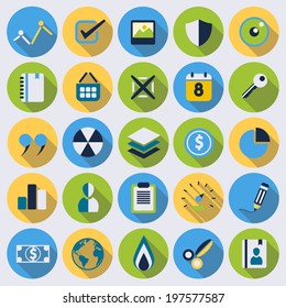 Modern Universal flat icons with long shadow .Vector Design