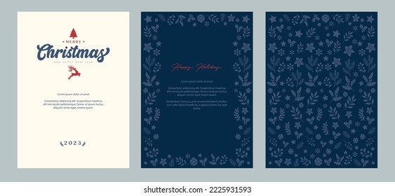 Modern and universal icons. Merry Christmas Corporate Holiday cards and invitations. Vector floral frames and background design.