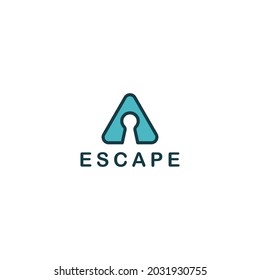 Modern unlock key logo design with triangle shape for escape logo design vector