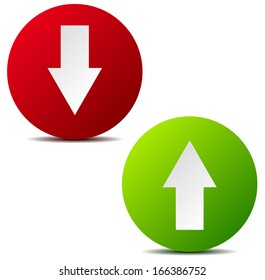 Modern up-down arrow graphics on white (circle version)