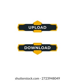 Botón moderno del Cargar y de la Descarga con el diseño amarillo del UI del acento
