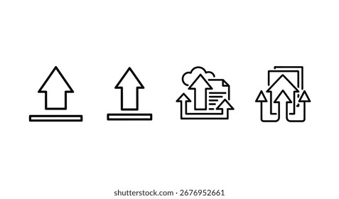 Modern upload icons set arrows representing data transfer and cloud storage concepts vector