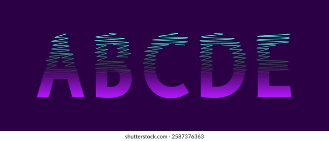 Modern uppercase letters with cyan strokes and a purple gradient on a dark background. A futuristic and stylish font, ideal for branding, posters, digital art, or tech-inspired designs.