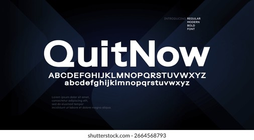 Maiúsculas modernas, minúsculas e número. Letras no estilo de Minimalismo. Conceito regular de fontes sem serifa. Vetor e Ilustração. Fonte de fonte do design gráfico.