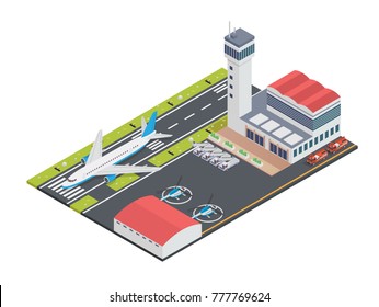 Modern Urban Airport Terminal Isometric Illustration