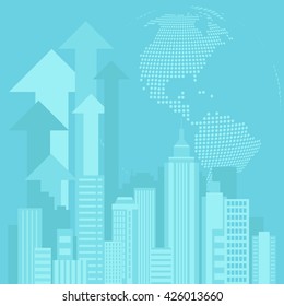 Modern urban blue background, skyline design, business vector illustration