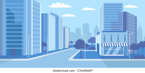 Modern urban blue city vector illustration