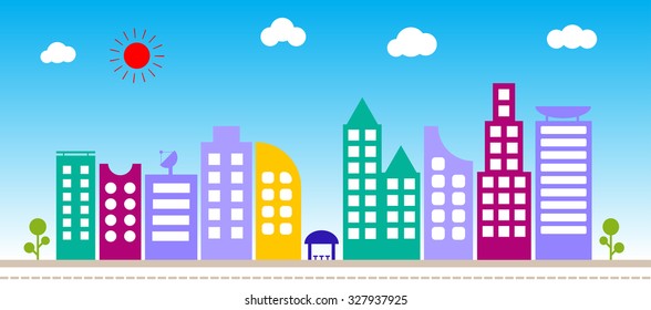 Modern urban building landscape vector illustration