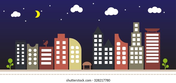Modern urban building landscape vector illustration