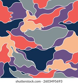 Modern Urban Camo in Orange Tones Seamless Vector Design