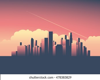 Modern urban cityscape vector illustration. Symbol of power, economy, financial institutions, money and banks. Eps10 vector illustration.
