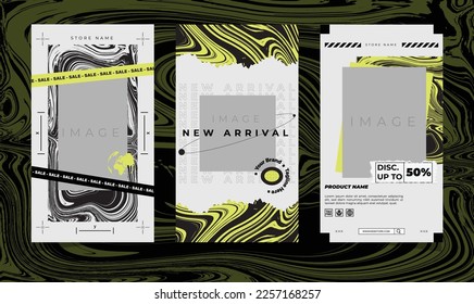 Modern urban futuristic streetwear fashion design for social media story template, poster and print for tshirt. editable template bundle design