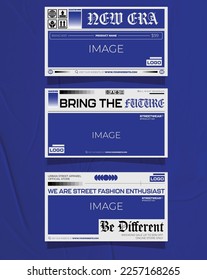 Modern urban futuristic streetwear fashion design for social media banner template, poster and print for tshirt. editable template bundle design