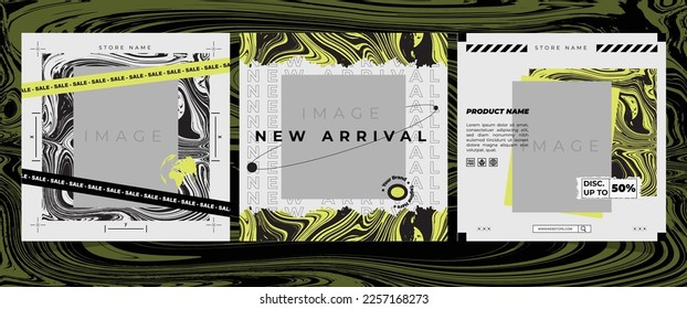 Modern urban futuristic streetwear fashion design for social media post template, poster and print for tshirt. editable template bundle design