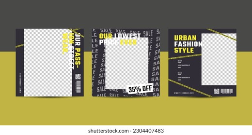 Modern urban futuristic streetwear fashion design for social media post template