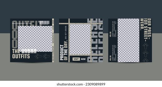 Modern urban futuristic streetwear fashion design for social media post template