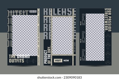 Modern urban futuristic streetwear fashion design for social media post template