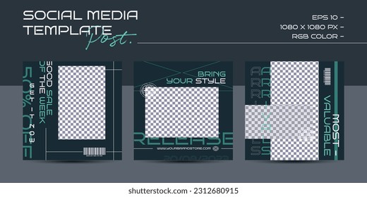 Modern urban futuristic streetwear fashion design for social media post template