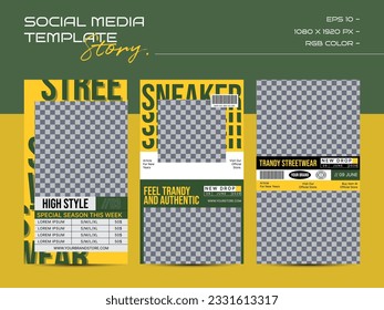 Modern urban futuristic streetwear fashion design for social media story template