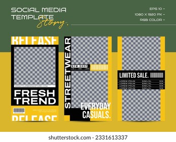 Modern urban futuristic streetwear fashion design for social media story template