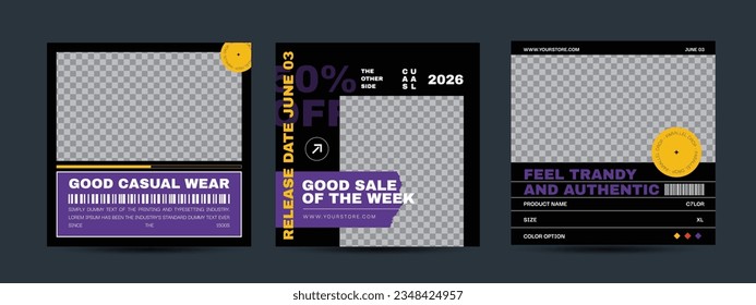 Modern urban futuristic streetwear fashion design for social media post template