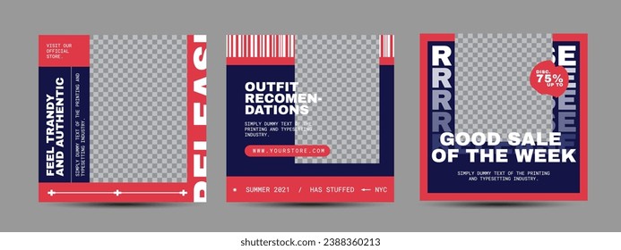 Modern urban futuristic streetwear fashion design for social media post template