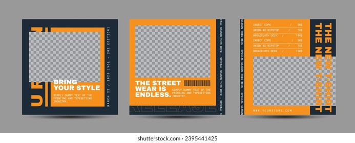 Modern urban futuristic streetwear fashion design for social media post template
