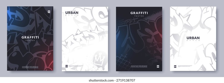 Afiches de Vector de graffiti urbano moderno con Elementos abstractos de arte callejero, Formas audaces, texturas en capas y Gradientes claros oscuros. Ideal para la marca de la cultura de la calle, eventos musicales, Anuncios juveniles, volantes.