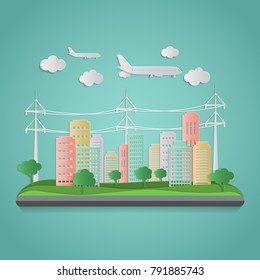 Modern  of urban landscape. Flat city.  Creative background.vector illustration