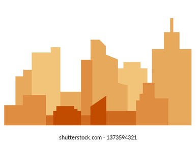 Modern urban landscape. Golden city with high-rise buildings. Tiered building. Multiple panorama of the city