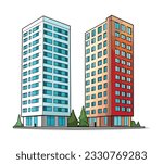 Modern urban landscape vector illustration. A dynamic city skyline, featuring a harmonious blend of iconic buildings